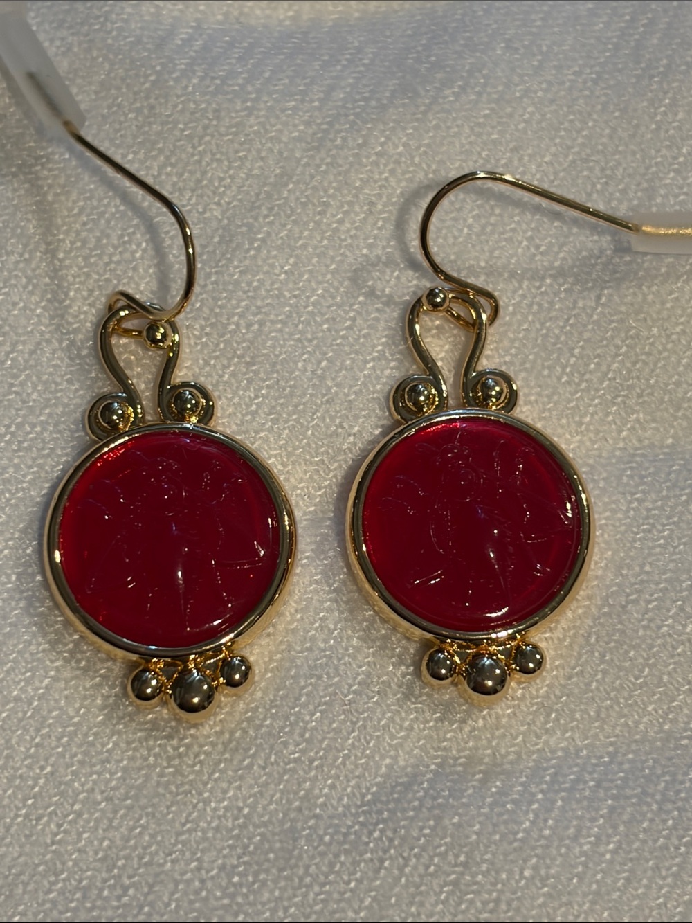 NEW Red Bee 3D Gold-Tone Drop Earrings